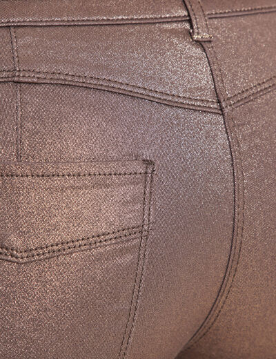 Pantalon ajusté enduit 7/8ème sable femme