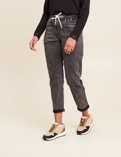 Jean ample 7/8ème denim gris femme