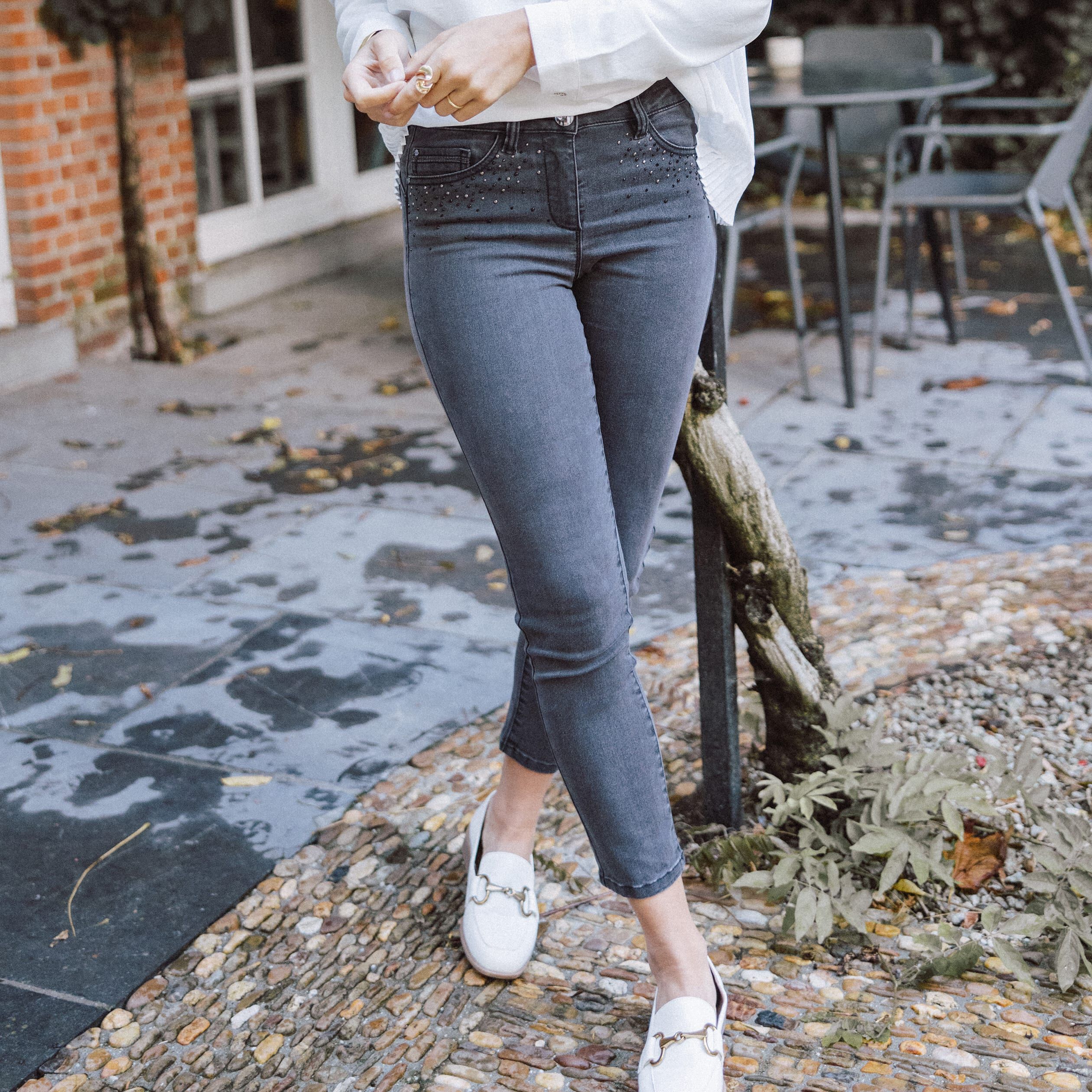 Jean boyfriend femme gris hot sale
