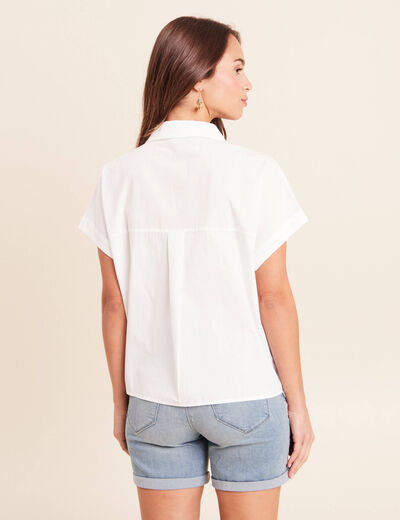 Chemise col chemise manches courtes blanc femme