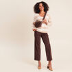 Pull col v beige femme