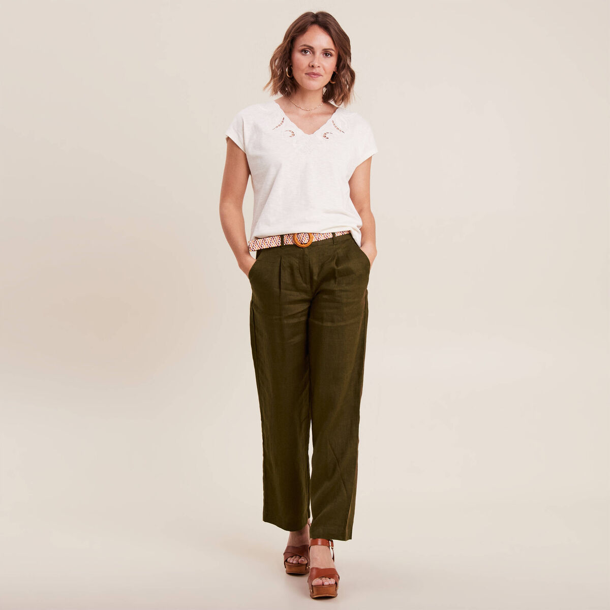 T-shirt manches courtes ecru femme