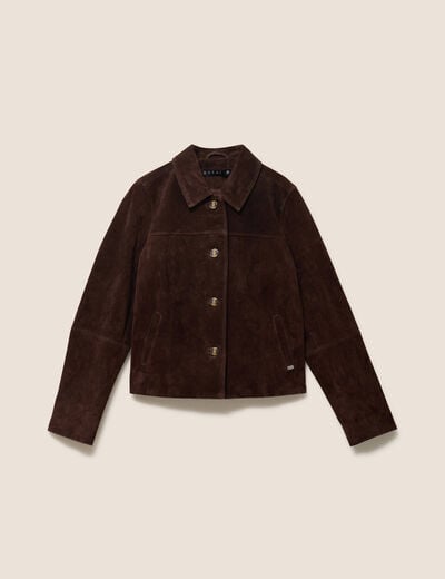 Veste doubl&eacute;e marron fonc&eacute; femme