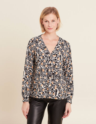 Blouse manches longues camel femme