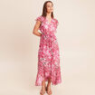 Robe longue portefeuille rose femme