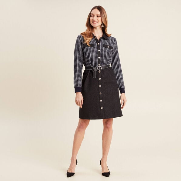 robe droite buste tweed noir femme Robe droite buste tweed noir femme