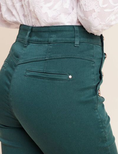 Pantalon coupe bootcut taille haute vert fonc&eacute; femme