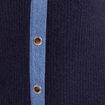 Gilet col chemise manches longues bleu fonc&eacute; femme