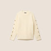Pull manches boutonn&eacute;es jaune pastel femme