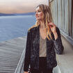 Veste droite velours noir femme