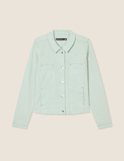 Blouson ajusté boutonné vert clair femme