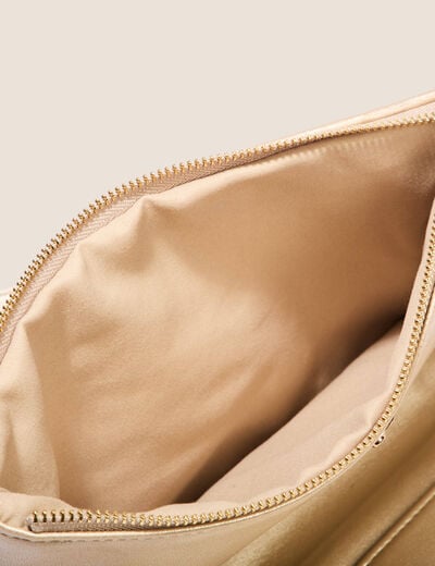 Sac pochette rabat tressé couleur or femme