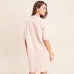 Robe courte droite en jean col chemise rose femme