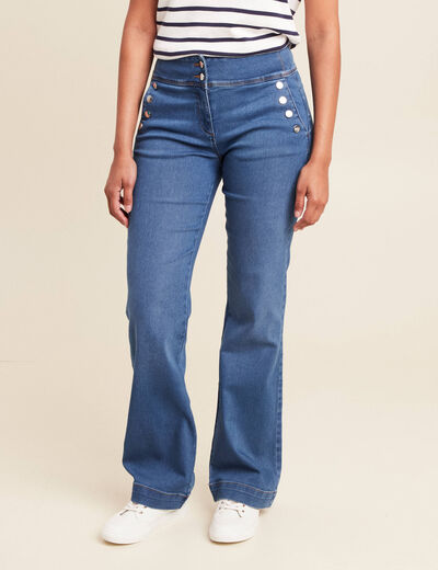 Jean bootcut taille haute denim stone femme