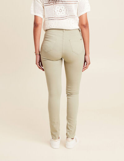 Pantalon léger taille haute long vert clair femme