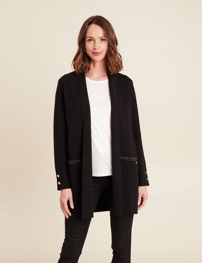 Gilet col ch&acirc;le noir femme