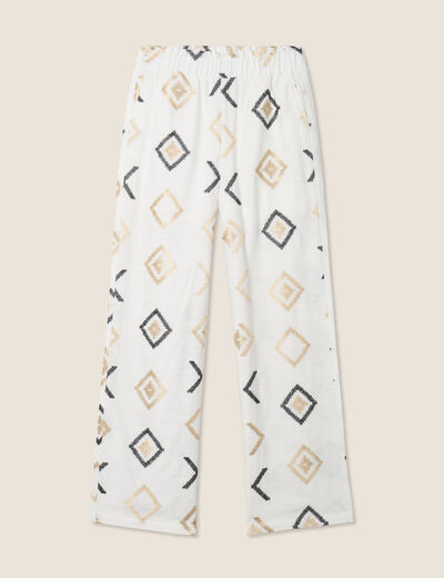 Pantacourt droit blanc femme