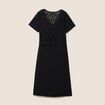 Robe longue &eacute;vas&eacute;e 2 en 1 col rond noir femme