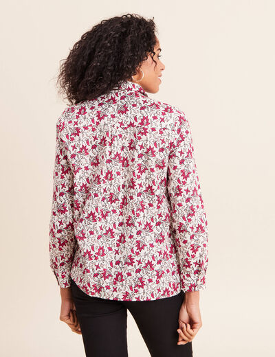 Chemise droite manches longues fluide rose femme