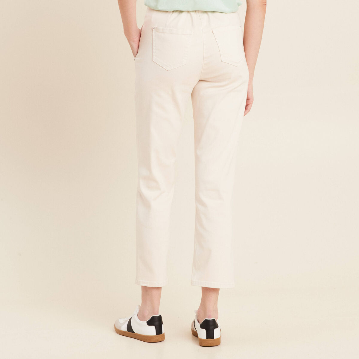 Pantalon droit velours ivoire femme