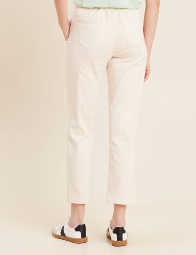 Pantalon droit velours ivoire femme