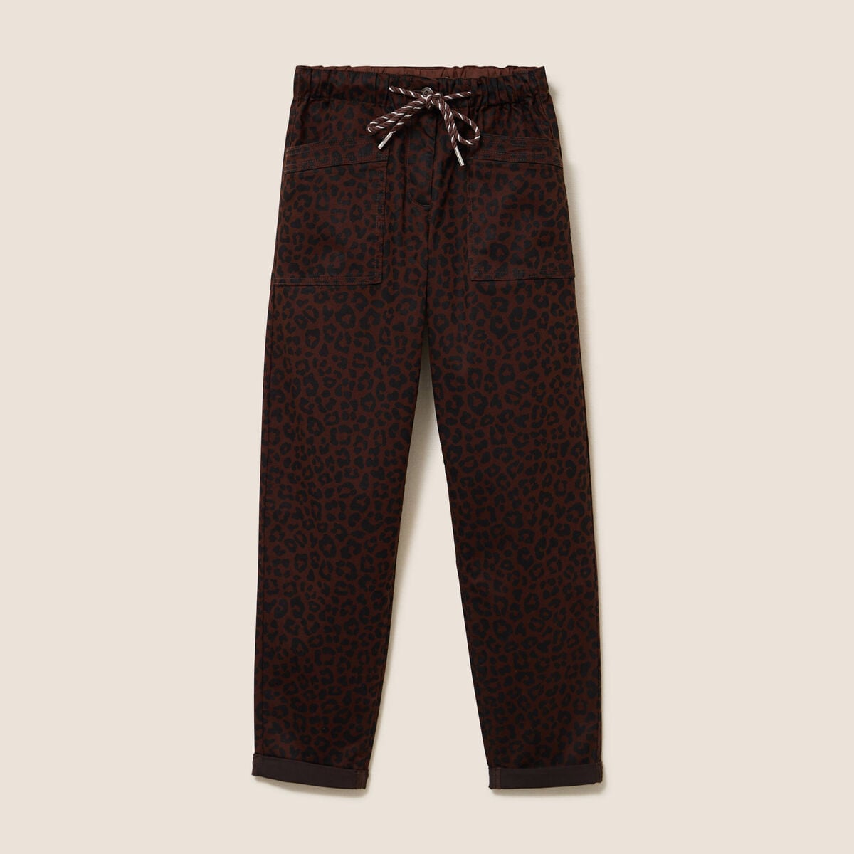Pantalon coupe mom 7/8&egrave;me marron femme