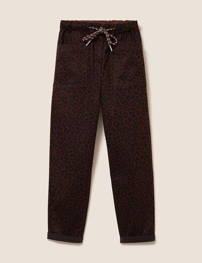 Pantalon coupe mom 7/8&egrave;me marron femme