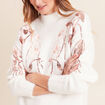 Pull col rond manches longues sequins ecru femme