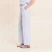Pantalon large taille haute bleu femme