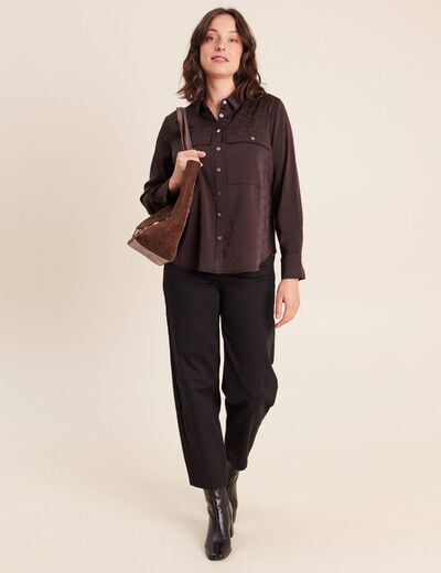 Chemise manches longues marron femme