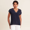 T-shirt manches courtes bleu foncé femme