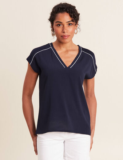 T-shirt manches courtes bleu foncé femme