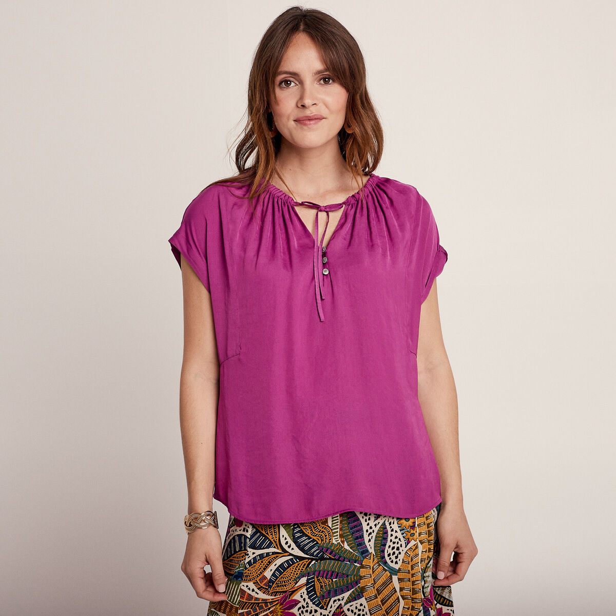 Blouse manches courtes violet femme