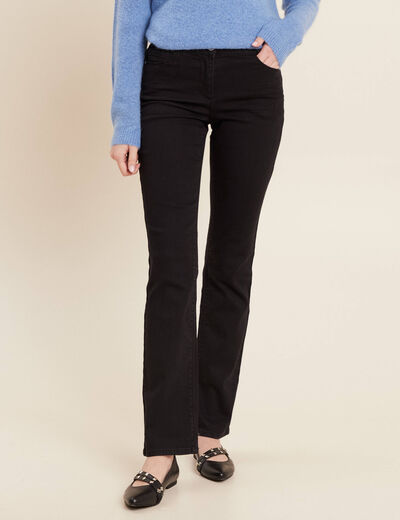 Jean droit taille basculée noir femme