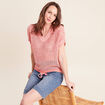 Pull col v manches courtes rouge femme
