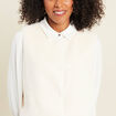 Gilet droit sans manches fausse fourrure ecru femme