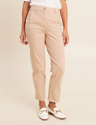 Pantalon boyfriend taille haute sable femme