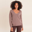 Pull en cachemire col v couleur cuivre femme