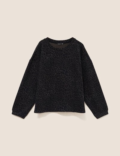 Pull col rond manches longues marron femme