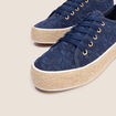 Tennis plateformes &agrave; lacets bleu marine femme
