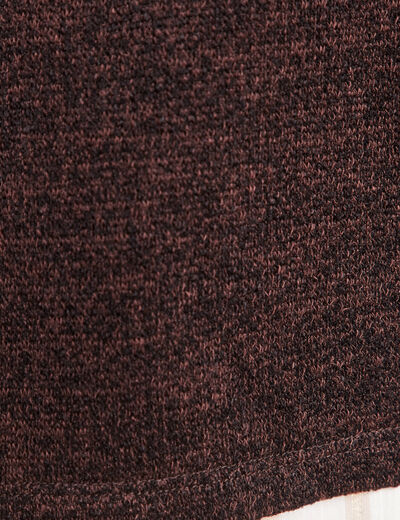 Pull effet 2-en-1 chemise marron fonc&eacute; femme