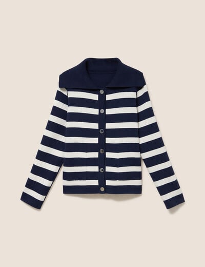 Veste r&eacute;versible en maille bleu femme