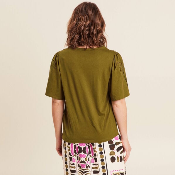 t shirt manches courtes vert olive femme T-shirt manches courtes vert olive femme