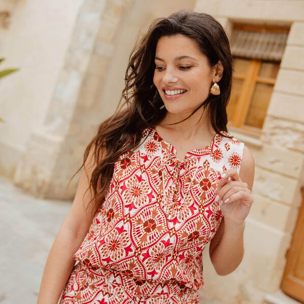 blouse fluide sans manches rose femme Blouse fluide sans manches rose femme