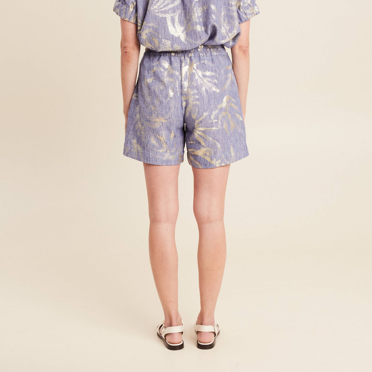 Short taille haute bleu lavande femme