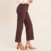 Jean large taille haute &agrave; paillettes marron fonc&eacute; femme