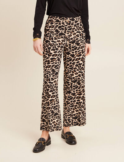 Pantalon large creme femme