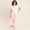 Pantalon coupe chino taille bascul&eacute;e rose poudr&eacute;e femme