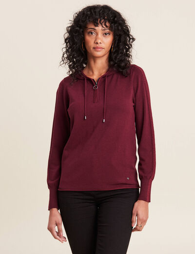 Pull manches longues bordeaux femme