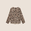 Blouse ample col rond manches longues noir femme